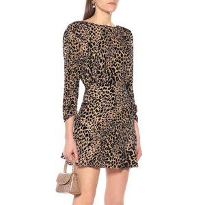 RIXO Kyla Leopard Silk-Blend Minidress Size Medium